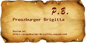 Preszburger Brigitta névjegykártya